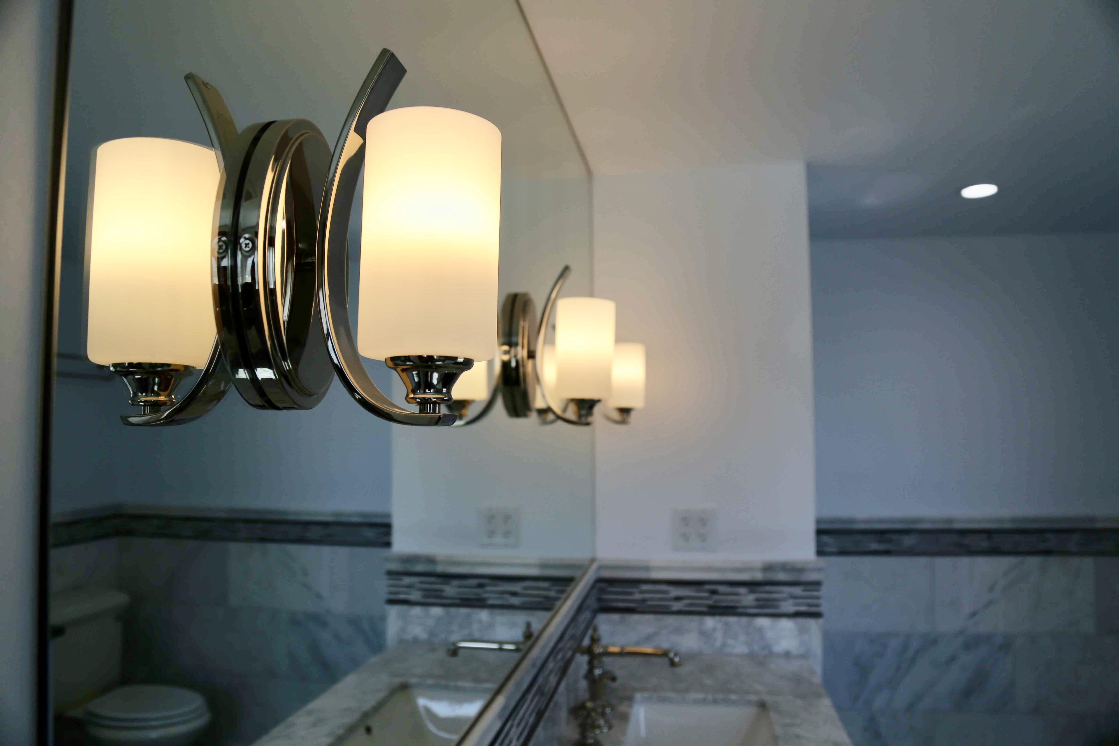 Kirkland tile bathroom remodel with custom vanity